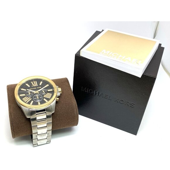 Michael Kors Men's Watch MK8880 Quartz Chronograph Black Dial Two Tone Steel - Picture 3 of 15